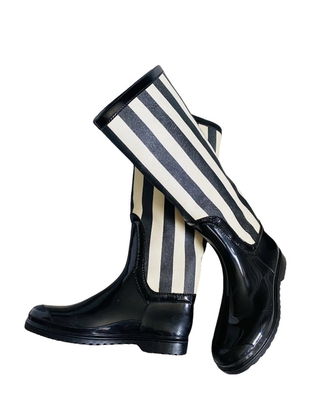 🛍️ Dolce & Gabbana Authentic Wellington Knee High Striped Rain Boots